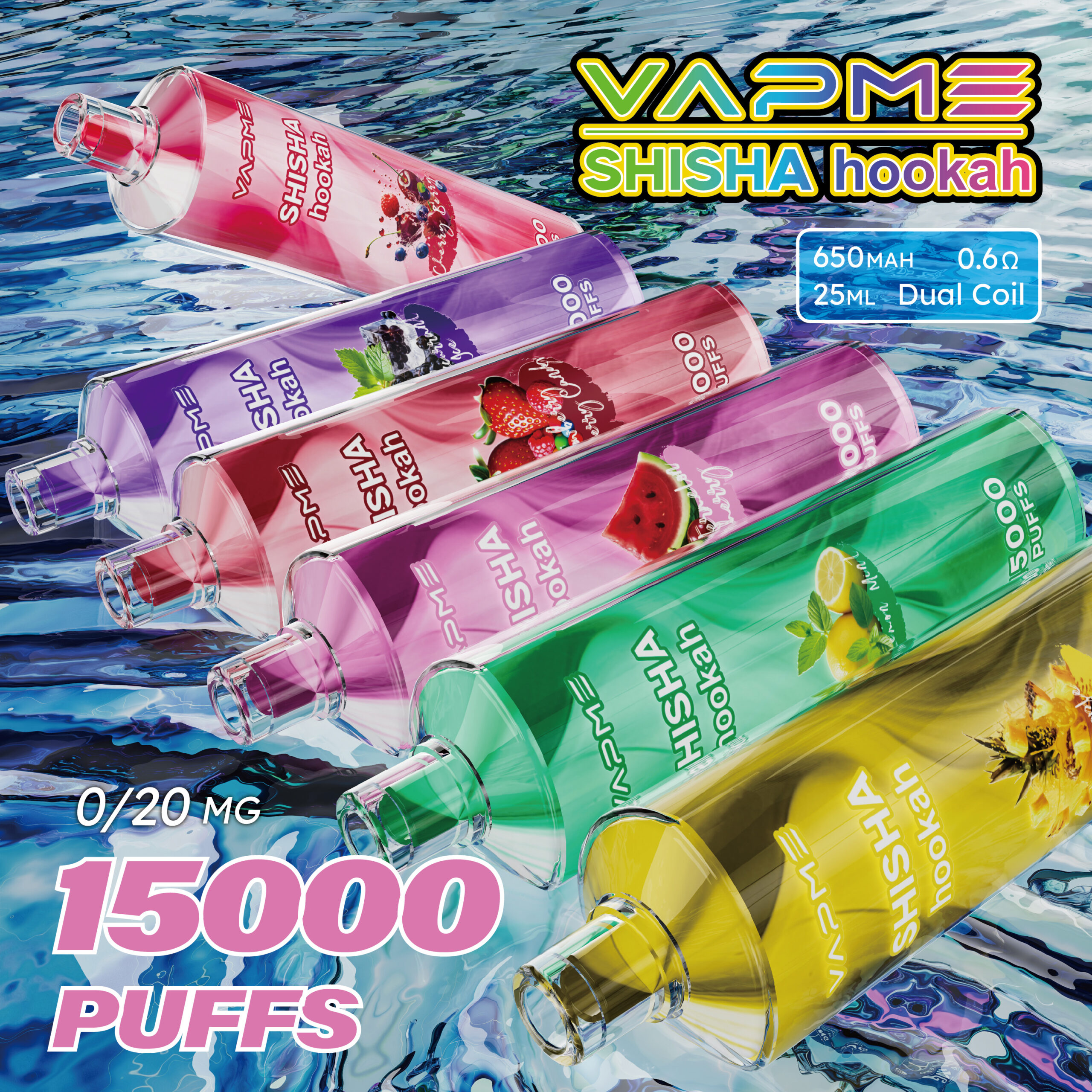 VAPME Shisha 15000 Disposable Vape | 25ml, Type-C, DTL, Mesh Coil, 15K Puffs